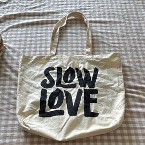 Cream and Black Minimalist Canvas Tote Bag